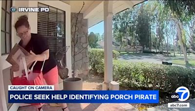 Irvine police seek help identifying porch pirate caught on video stealing package