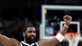 Kyrie Irving of the Dallas Mavericks reacts during the Mavs' NBA playoff win over the Oklahoma City Thunder