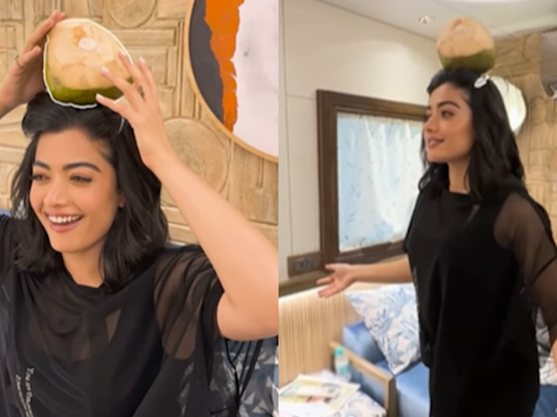 Rashmika Mandanna delights fans with playful video perfoming "Jamal Kuddu" dance with coconut | - Times of India