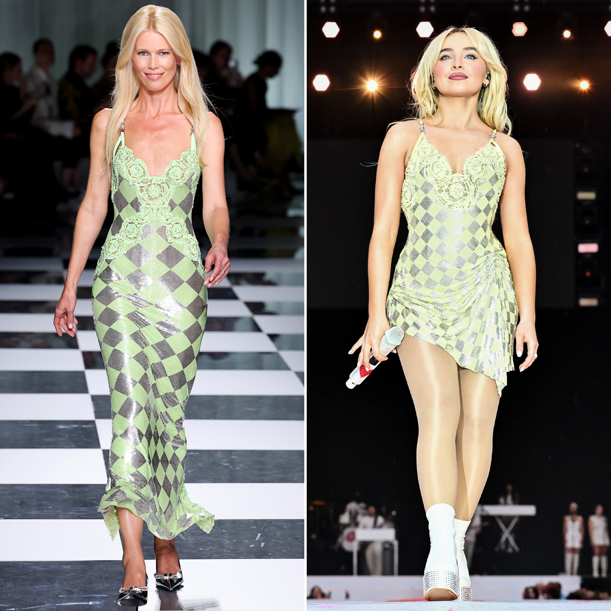 Claudia Schiffer ‘Loves’ That Sabrina Carpenter Wore the Versace Dress She Debuted on 2023 Runway