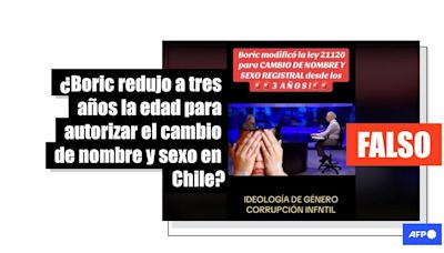 Boric no modificó la ley de género chilena para permitir el cambio de nombre y sexo a los tres años