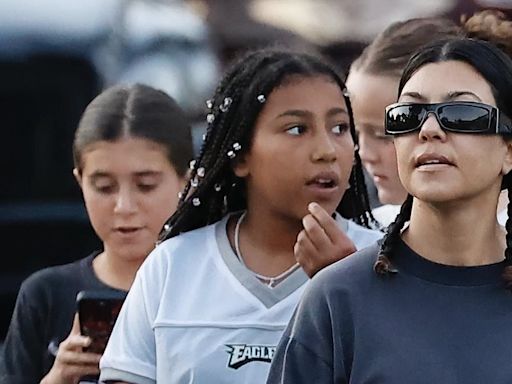 Kourtney Kardashian dines out with daughter Penelope and niece North