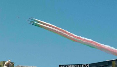 Italian Air Force precision team flies over Vegas Strip, headed to July 4 in Los Angeles area