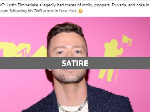 Fact Check: Posts on drug traces in Justin Timberlake's blood stem from parody account