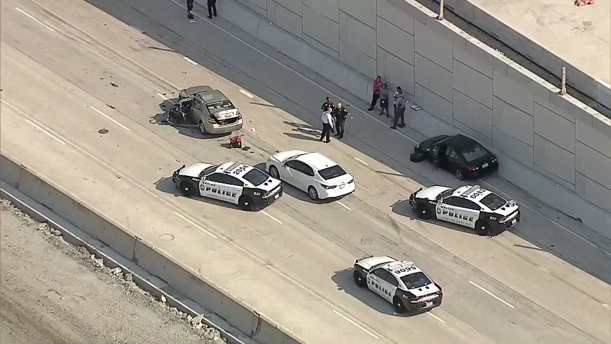 Multi-car crash, fight, chase and stabbing shut down LBJ freeway for several hours, says Dallas Police