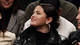 Selena Gomez Paired a Leather Jacket With Giant Hoop Earrings at a Brooklyn Nets Game