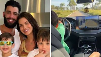 Vídeo de filho de Gusttavo Lima e Andressa Suita dirigindo carro não configura crime, segundo polícia