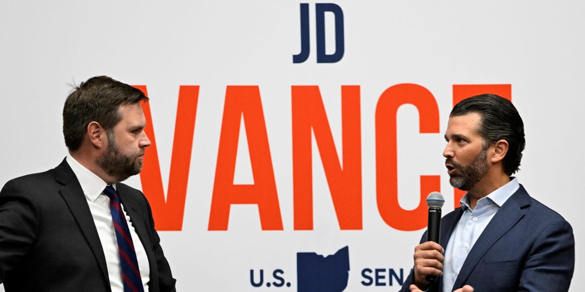 Potential Trump running mate JD Vance and Donald Trump Jr. have become so close that they text or talk on a 'nearly daily' basis: NYT