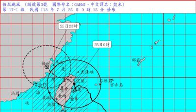 颱風凱米登陸宜蘭估25日清晨至上午出海 雨帶紮實防豪大雨