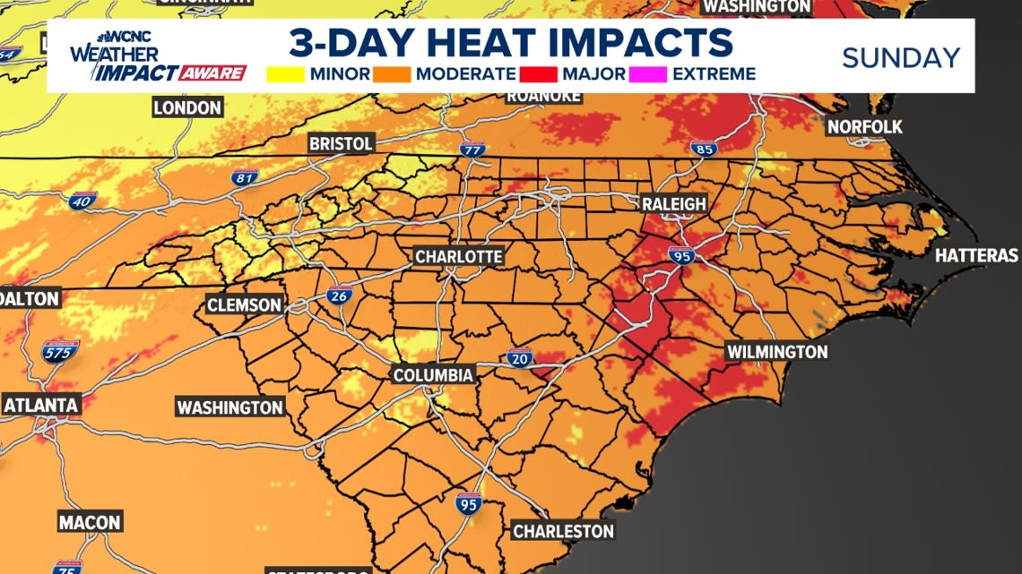 Charlotte breaks record high, hot and stormy weather continues