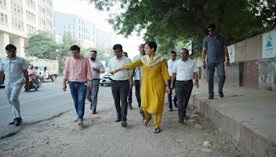 Delhi CM Atishi, other AAP leaders inspect streets as part of ‘pothole-free by Diwali’ mission