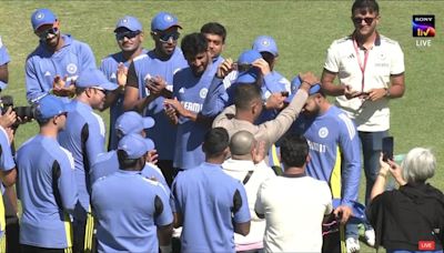 Riyan Parag's father places India cap on son's head, nearly tears up in historic moment for Assam in IND vs ZIM 1st T20I