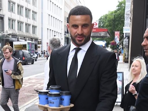 Kyle Walker does the coffee run during break from courtroom drama