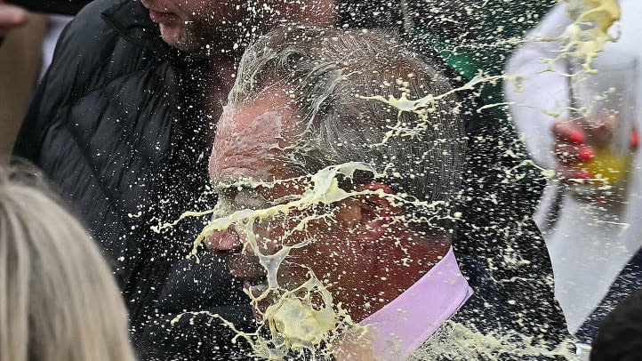 Nigel Farage Immediately Takes a Milkshake to the Face on His First Day of Campaigning