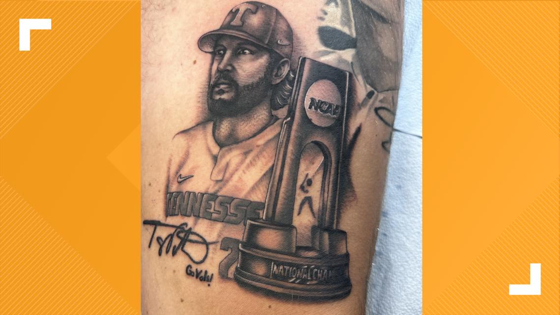 ‘This one just seemed fitting’ || Vol superfan with tattoo of Josh Heupel gets one of Tony Vitello after College World Series win