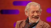 Sir Ian McKellen falls off stage at Noel Coward Theatre in London during Player Kings performance