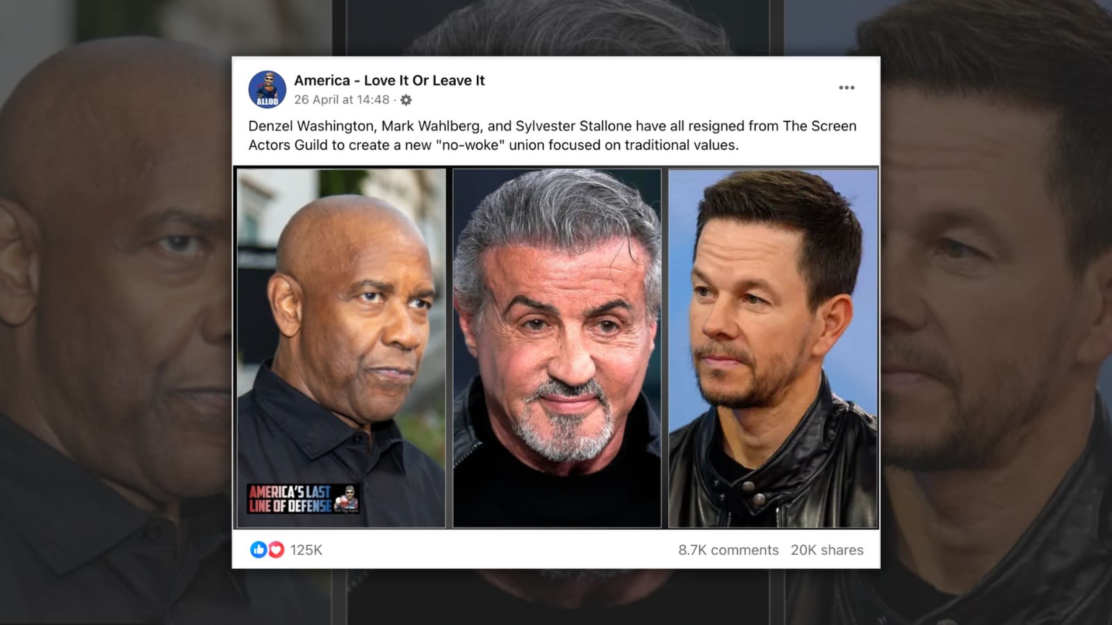 Washington, Wahlberg, Stallone Resigned from Screen Actors Guild to Start 'No-Woke' Union?