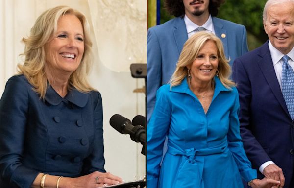 Jill Biden Favors Tailoring in Peter Pan Collar Dress and Pops in Vibrant Carolina Herrera Look for White House Engagements
