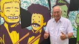 Comedy legend Tommy Cannon visits ‘fantastic’ mural featuring Oldham heroes including Nick Grimshaw and Sarah Lancashire