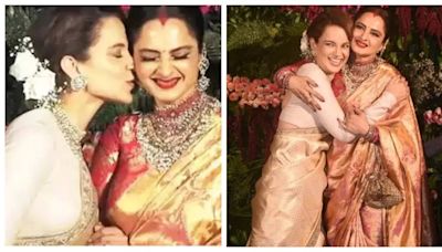 Kangana Ranaut kisses and hugs Rekha in throwback photos from Anushka Sharma and Virat Kohli's wedding reception - See inside - Times of India
