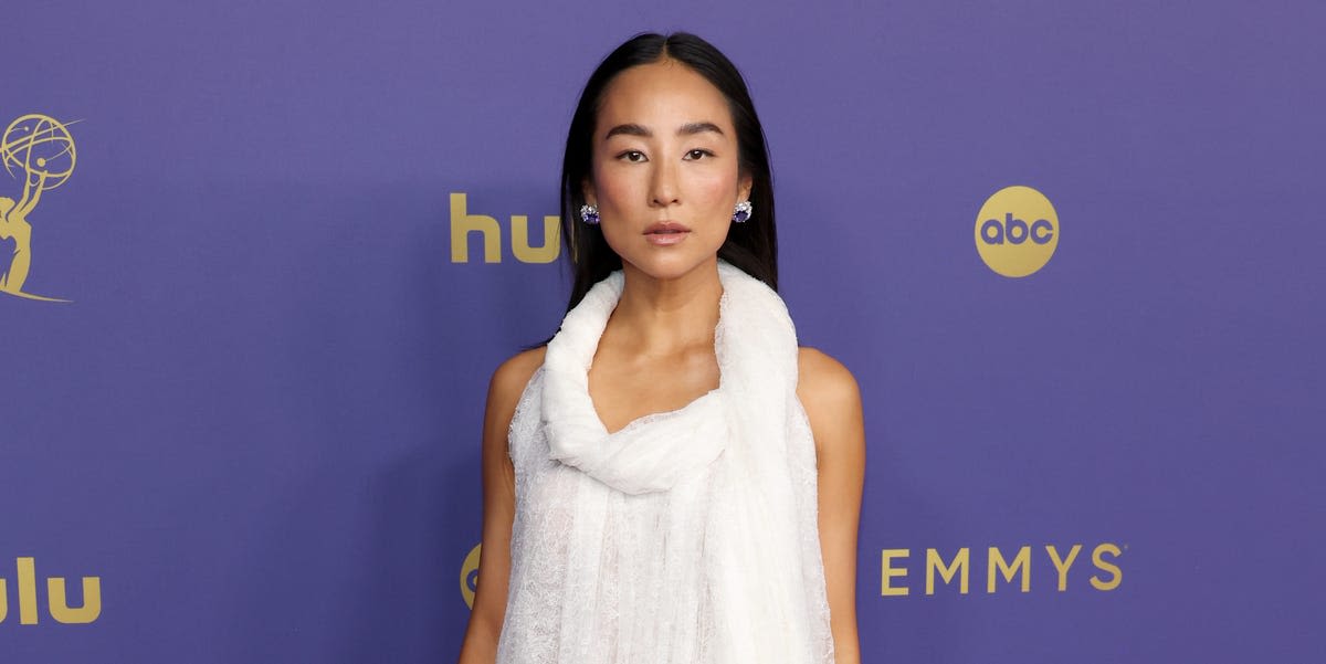 Greta Lee’s Lace Scarf Dress at the 2024 Emmys Is Pure Perfection