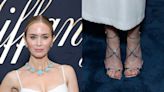 Emily Blunt Gleams in Metallic Jimmy Choo Sandals at Tiffany & Co.’s Blue Book 2024 Celebration