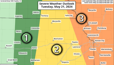 Large hail, high winds among severe weather threats expected Tuesday for northeast Kansas