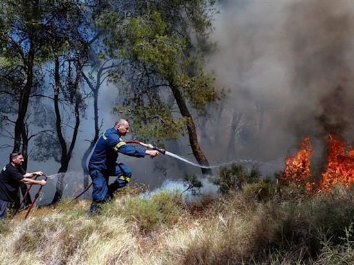 Firefighters battle forest blaze near Athens