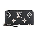 LV M80481 壓印LOGO Monogram Empreinte牛皮12卡拉鍊長夾(黑x米白)