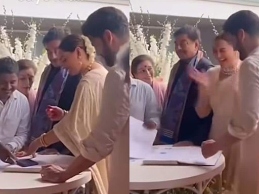Sonakshi Sinha screams with happiness after putting her thumbprint for her registered wedding with Zaheer Iqbal, watch viral video