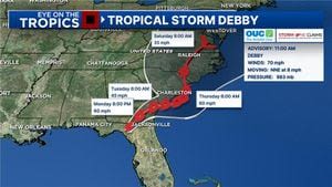 LIVE UPDATES: Debby weakens to tropical storm, major flooding expected in southeastern US