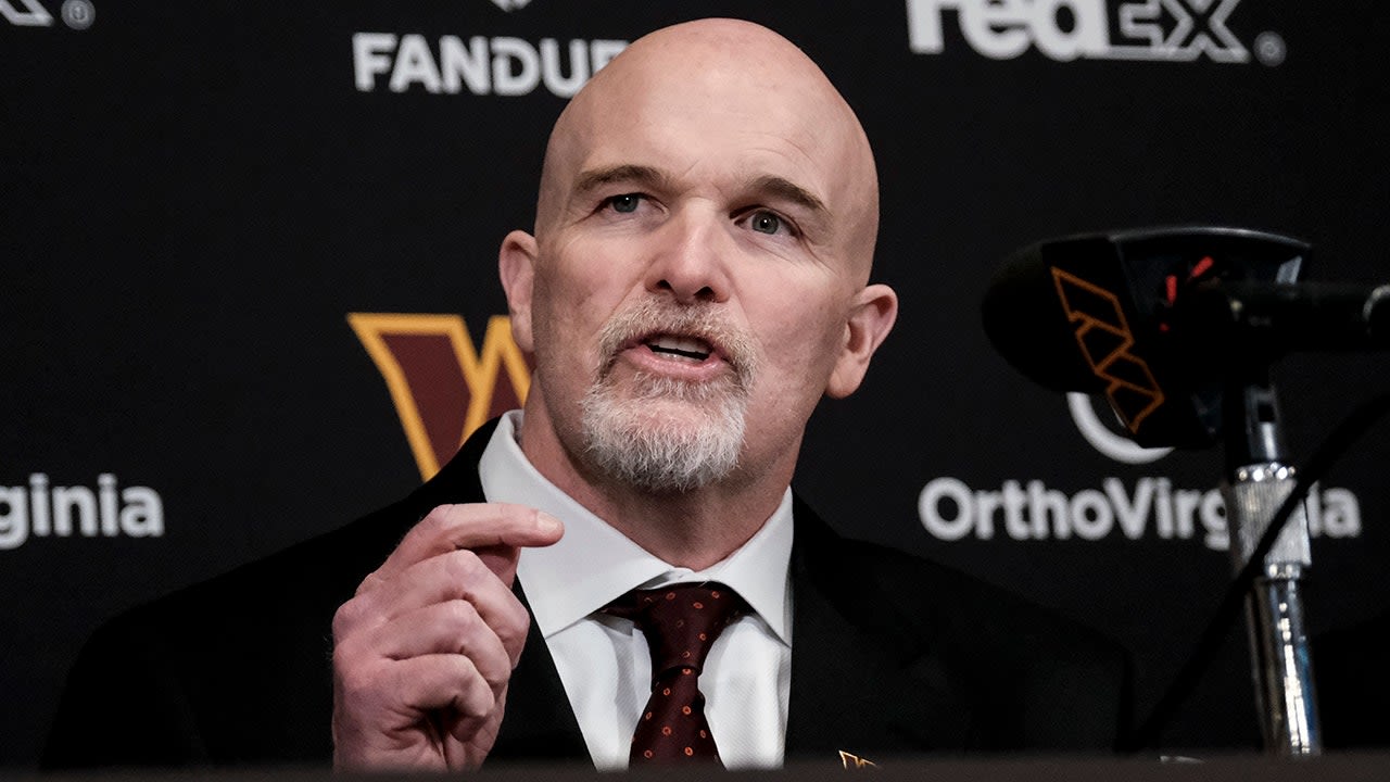 Commanders' Dan Quinn raises eyebrows with Redskins flair in T-shirt