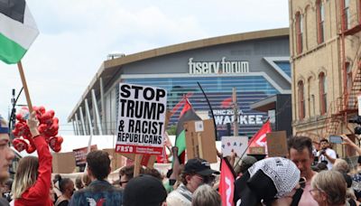 Protest march reaches perimeter of Republican convention site in Milwaukee Monday