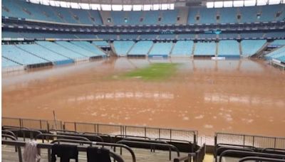 Las impactantes imágenes del estadio de Gremio bajo el agua por las inundaciones en Porto Alegre