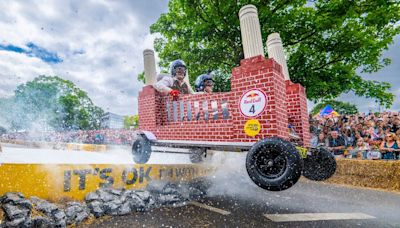 Victory for Houdini coffin as thousands watch wacky Red Bull Soapbox race at London's Alexandra Palace