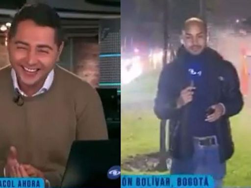 A reportero de Noticias Caracol lo lavaron en vivo; su compañero en set no aguantó la risa