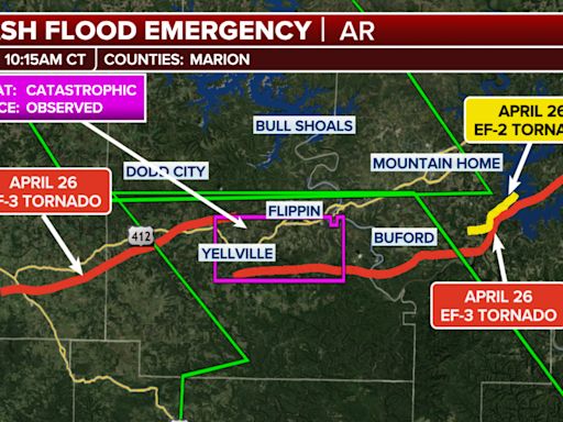 Torrential rains prompt Flash Flood Emergency, evacuations in north-central Arkansas