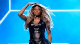 Ciara rocks black leather jumpsuit to kick off The Espys with medley