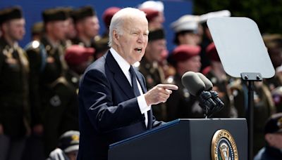 Biden offers forceful defense of democracy in Normandy speech commemorating D-Day