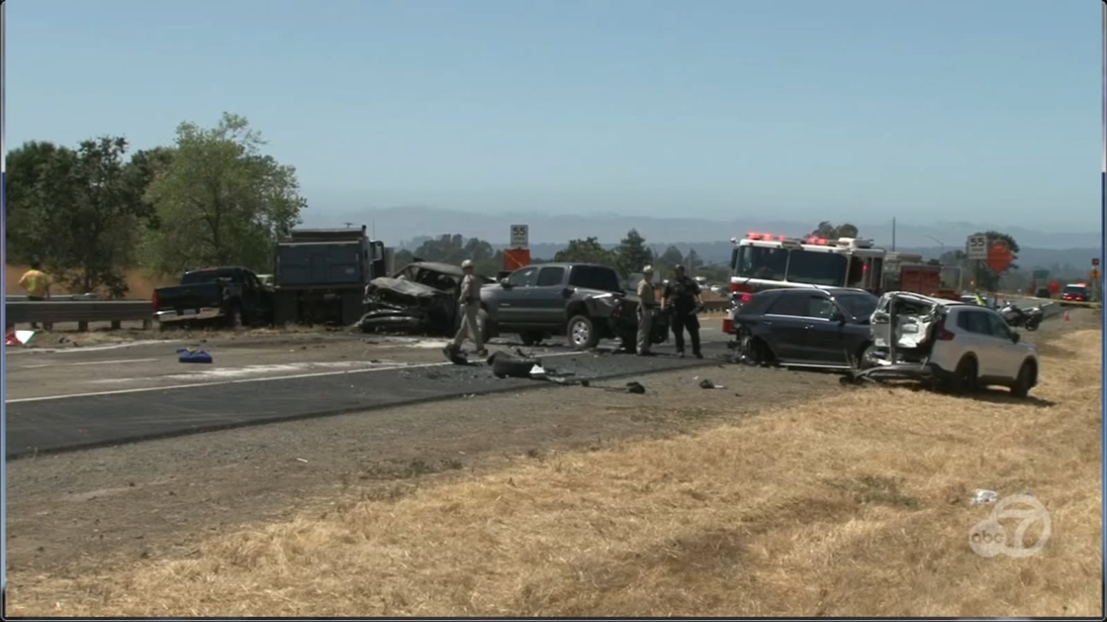 1 dead, 8 injured after truck slams into car causing chain-reaction crash on Hwy 12 in Santa Rosa