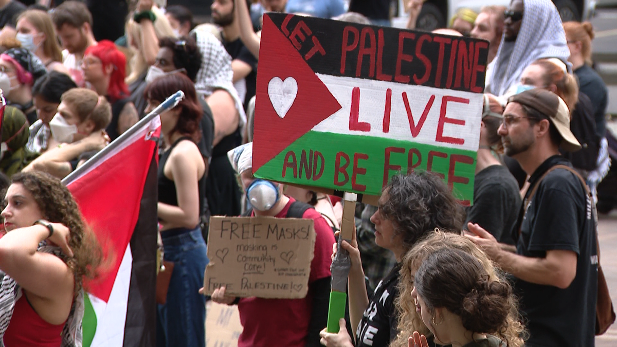 'We can absolutely change the future': Pro-Palestine ceasefire rally draws large crowd Downtown