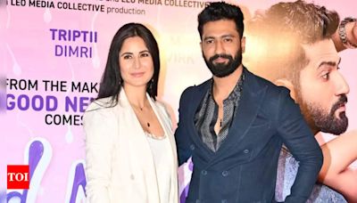 Katrina Kaif encourages Vicky Kaushal to interact and click a selfie with his fans at Bad Newz screening | Hindi Movie News - Times of India