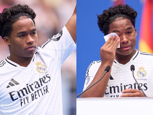 Endrick in tears! Real Madrid's latest Galactico gets emotional as he's presented at the Bernabeu after €60m Palmeiras transfer | Goal.com