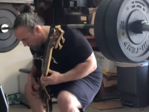 Watch man play Metallica's Pulling Teeth bass solo while squatting 225lbs. Definitely DO NOT try this at home