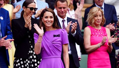 Kate Middleton beams in vivid purple dress at men’s Wimbledon final