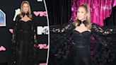 Kathy Hilton, 64, pairs black corset, sheer skirt with lace cape on VMAs 2023 red carpet