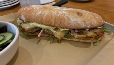 Moontown Brewing's fried green tomato torta is messy, but worth it