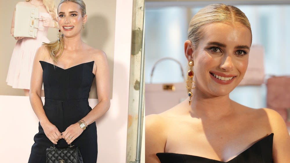 Emma Roberts Makes Sharp Points in Angular Bustier With Bold Bejeweled Chanel Earrings, Curates Luxury Pieces for Fashionphile