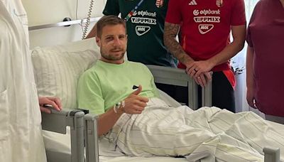 Hungary star Varga pictured in hospital as he's seen for first time since injury