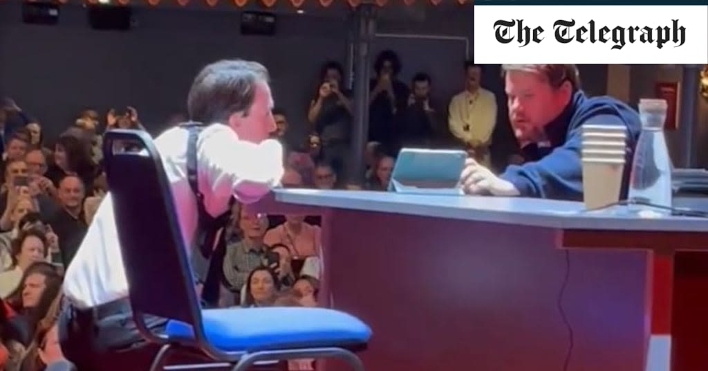 Watch: James Corden and cast watch Euro shoot-out with West End audience